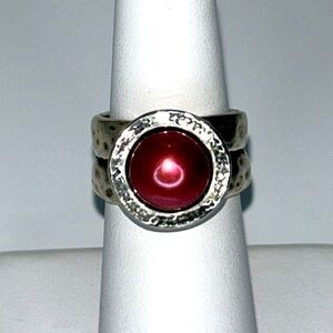 NWOT Passage to Israel Sterling Silver Berry Color Pearl Designer Ring Bohemian